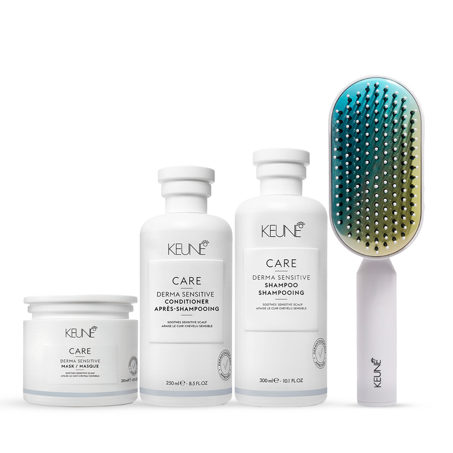 Keune Care Derma Sensitive Shampoo & Conditioner, Care Derma Sensitive Mask with Keune Hair Professional Brush