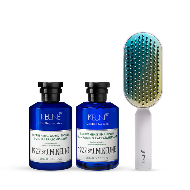 Keune 1922 Refreshing Shampoo & Conditioner 250ml with Keune Hair Professional Brush