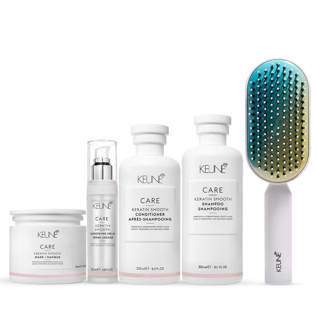 Keune Care Keratin Smooth Shampoo & Conditioner, Care Keratin Smooth Mask & Serum with Keune Hair Professional Brush